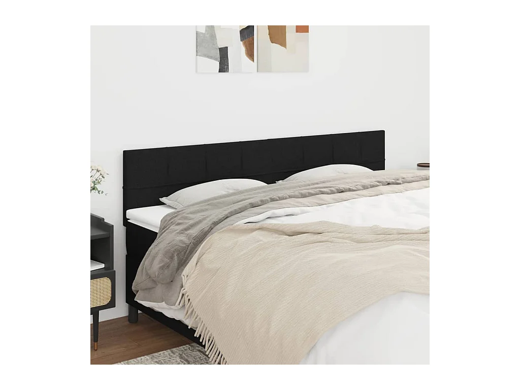 Cabeceros | Cabezal de cama | Mueble de cabecero 2 unidades de tela negro 80x5x78/88 cm