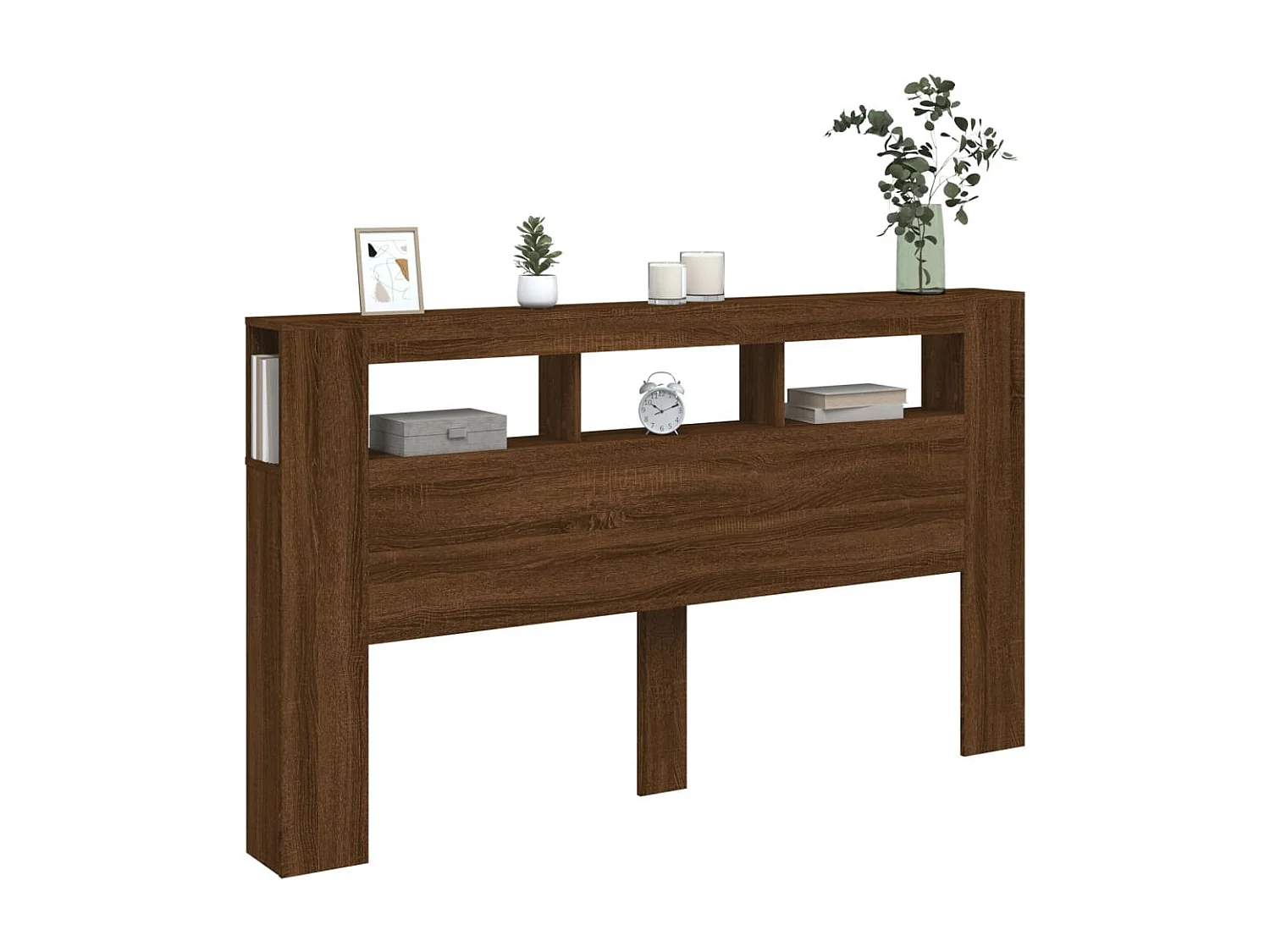 Mueble cabecero | Cabecero | Cabezal de cama LED madera ingeniería marrón roble 180x18,5x103,5 cm