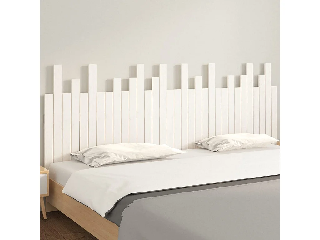 Tête de lit murale | Panneau de tête pour lit Moderne  Blanc 204x3x80 cm Bois massif de pin