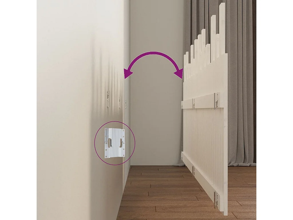 Tête de lit murale | Panneau de tête pour lit Moderne  Blanc 204x3x80 cm Bois massif de pin