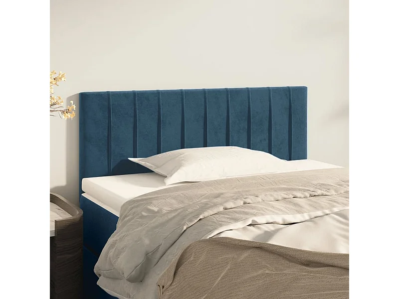 Mueble cabecero | Cabezal de cama | Cabecero de terciopelo azul oscuro 90x5x78/88 cm