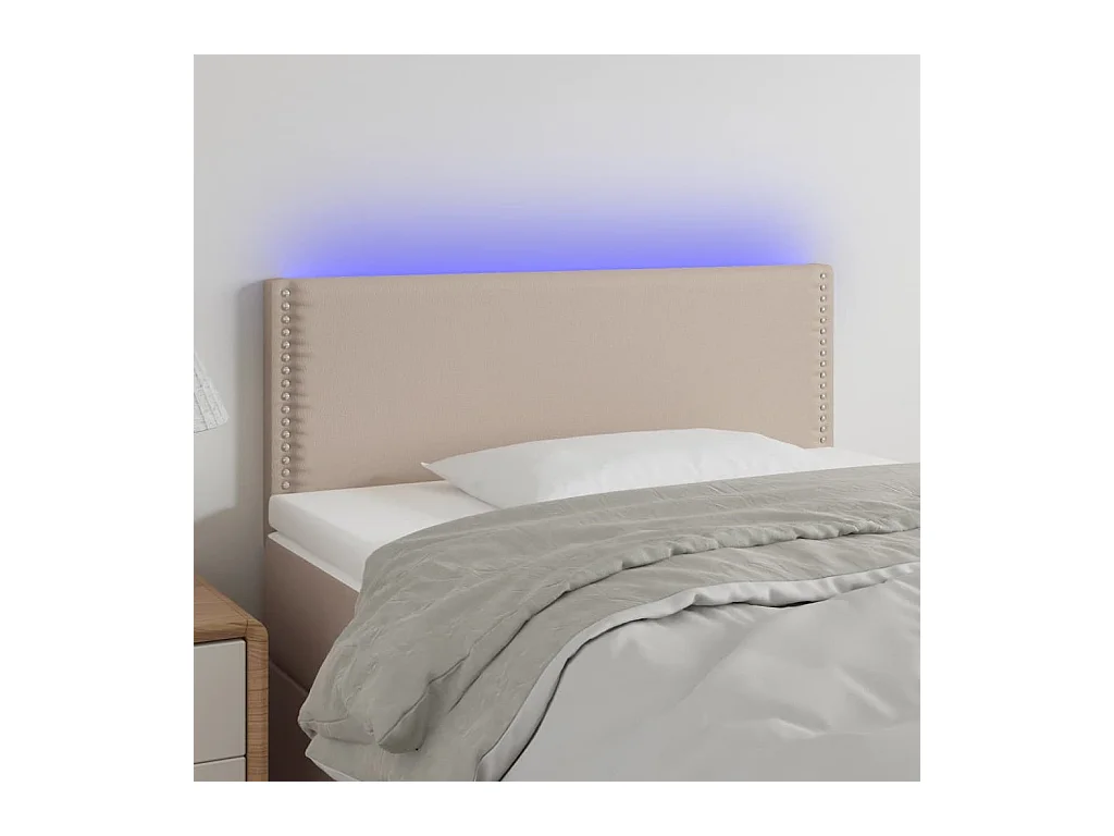 Cabecero | Cabezal de Cama | Mueble cabecero con LED cuero sintético color capuchino 80x5x78/88 cm