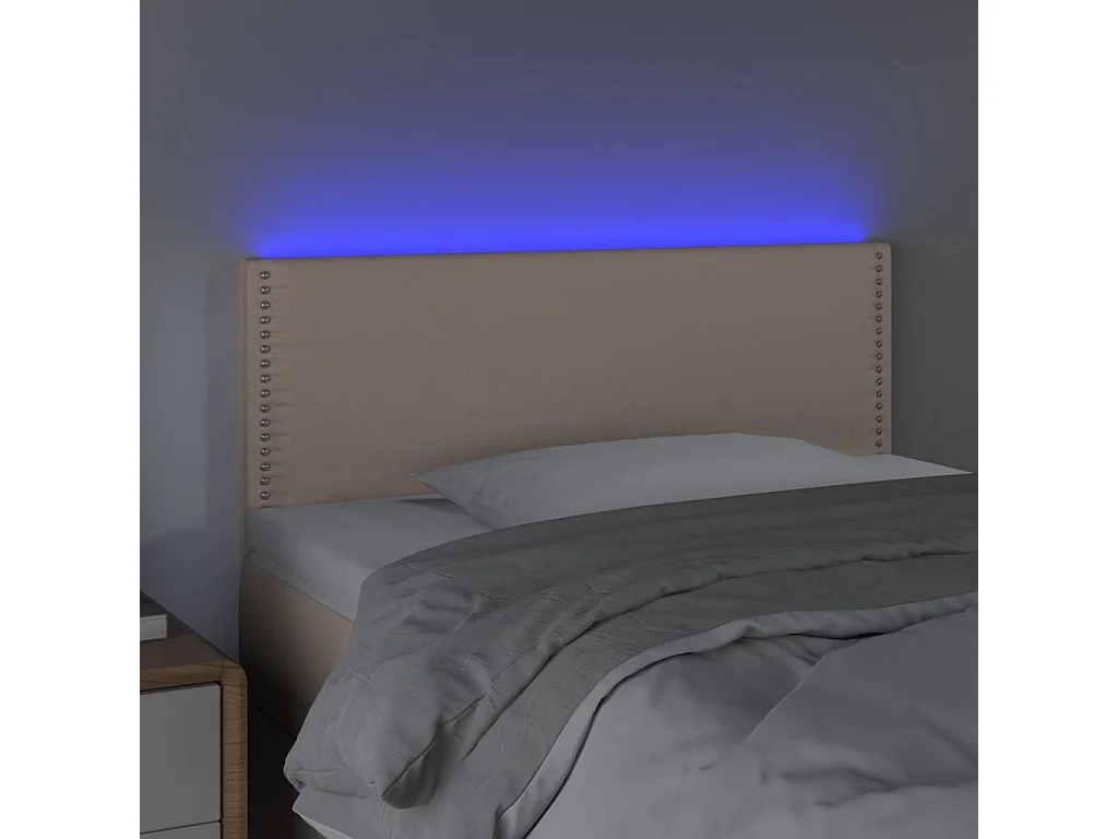 Cabecero | Cabezal de Cama | Mueble cabecero con LED cuero sintético color capuchino 80x5x78/88 cm