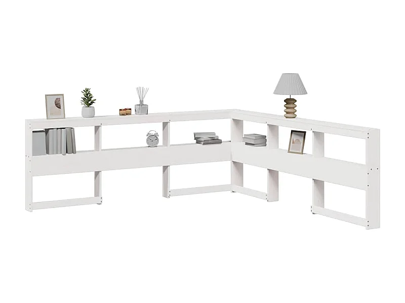 Tête de Lit | Panneau de tête pour lit Moderne de bibliothèque en forme de L bois massif de pin