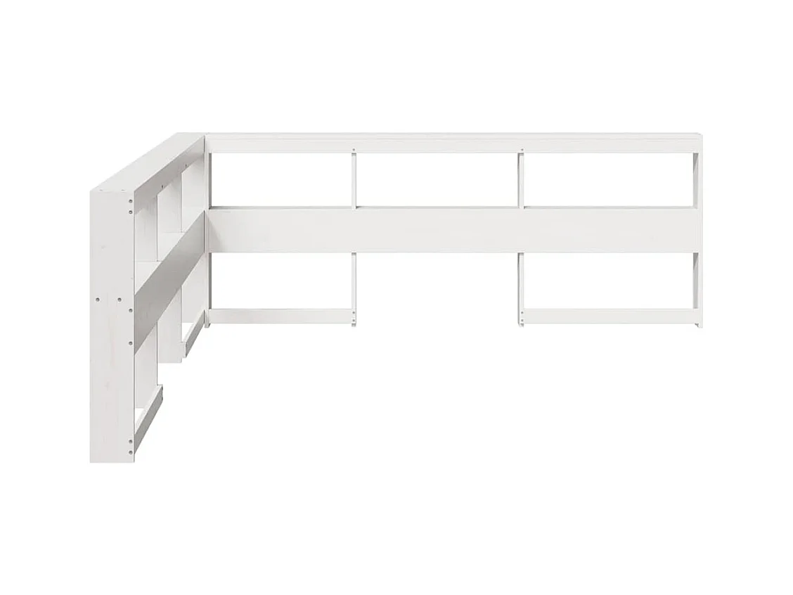 Mueble cabecero | Cabecero | Cabezal de cama librería en forma L madera maciza pino blanco 180 cm