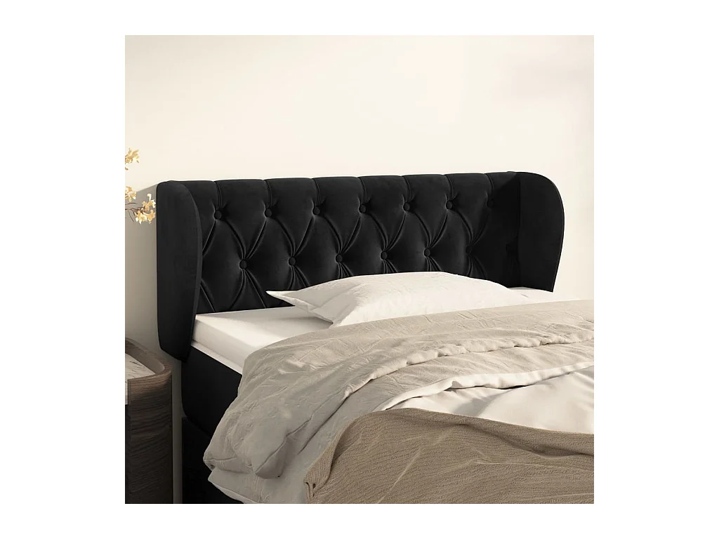 Mueble cabecero | Cabezal de cama | Cabecero de terciopelo negro 93x23x78/88 cm