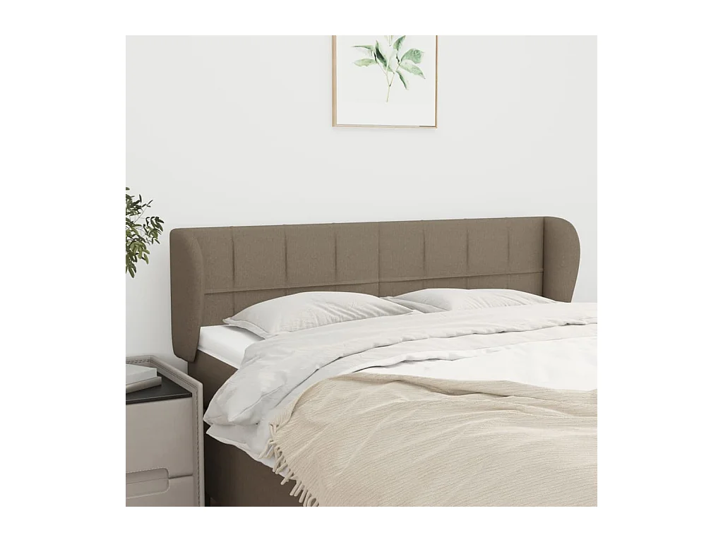 Mueble cabecero | Cabezal de cama | Cabecero de tela gris taupe 147x23x78/88 cm