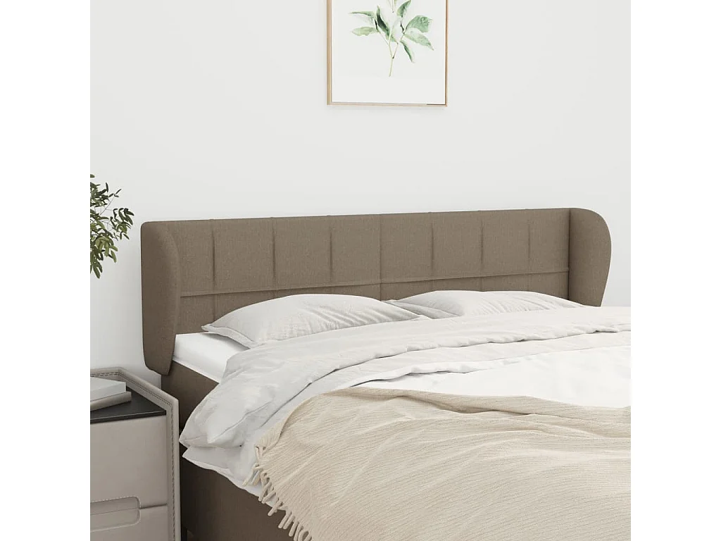 Tête de Lit | Panneau de tête pour lit Moderne avec oreilles Taupe 147x23x78/88 cm Tissu