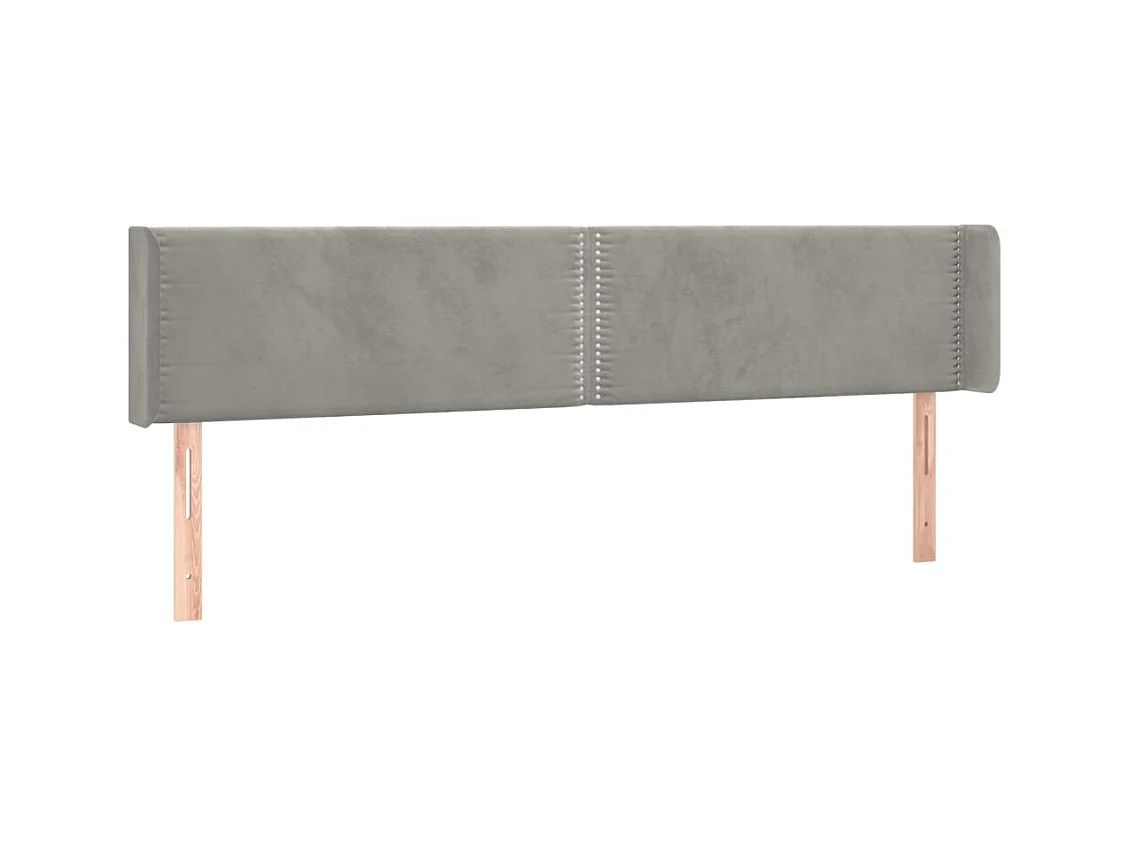 Tête de Lit | Panneau de tête pour lit Moderne à LED Gris clair 203x16x78/88 cm Velours