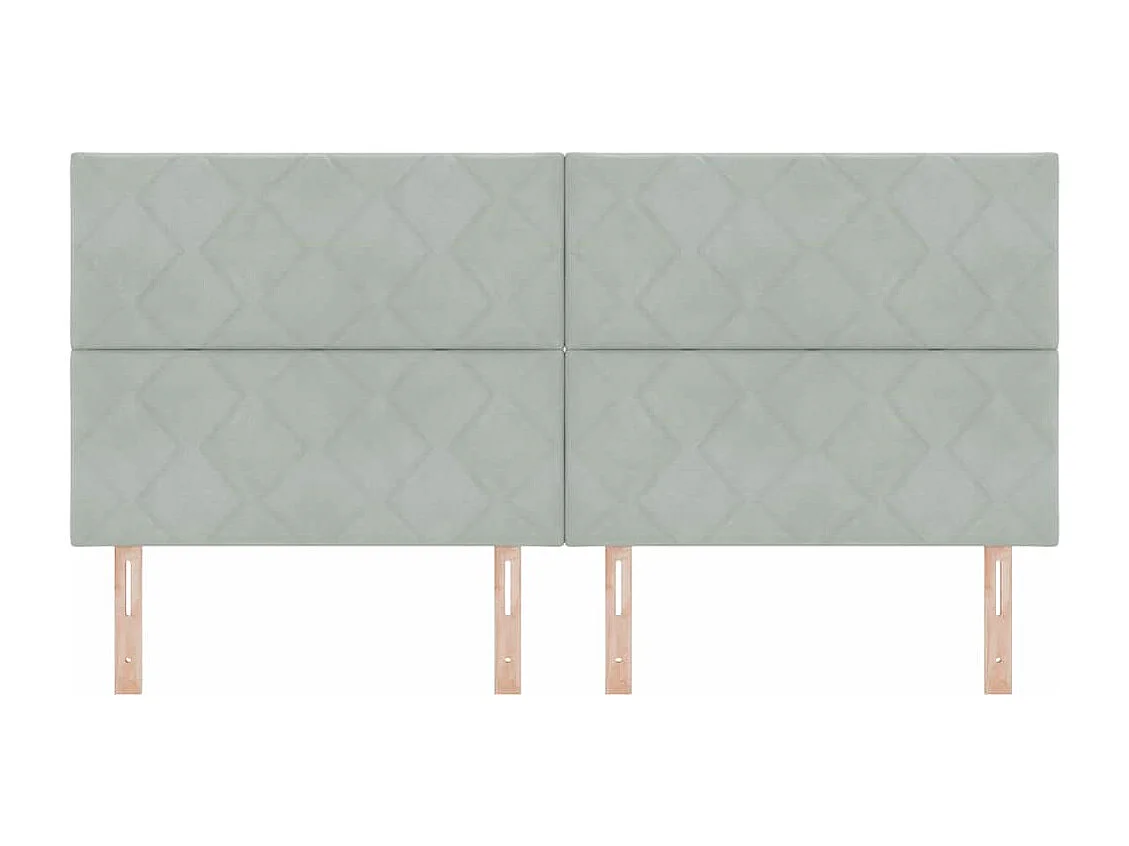 Tête de Lit | Panneau de tête pour lit Moderne LED Geometric Manuel Gris clair 200 cm Velours