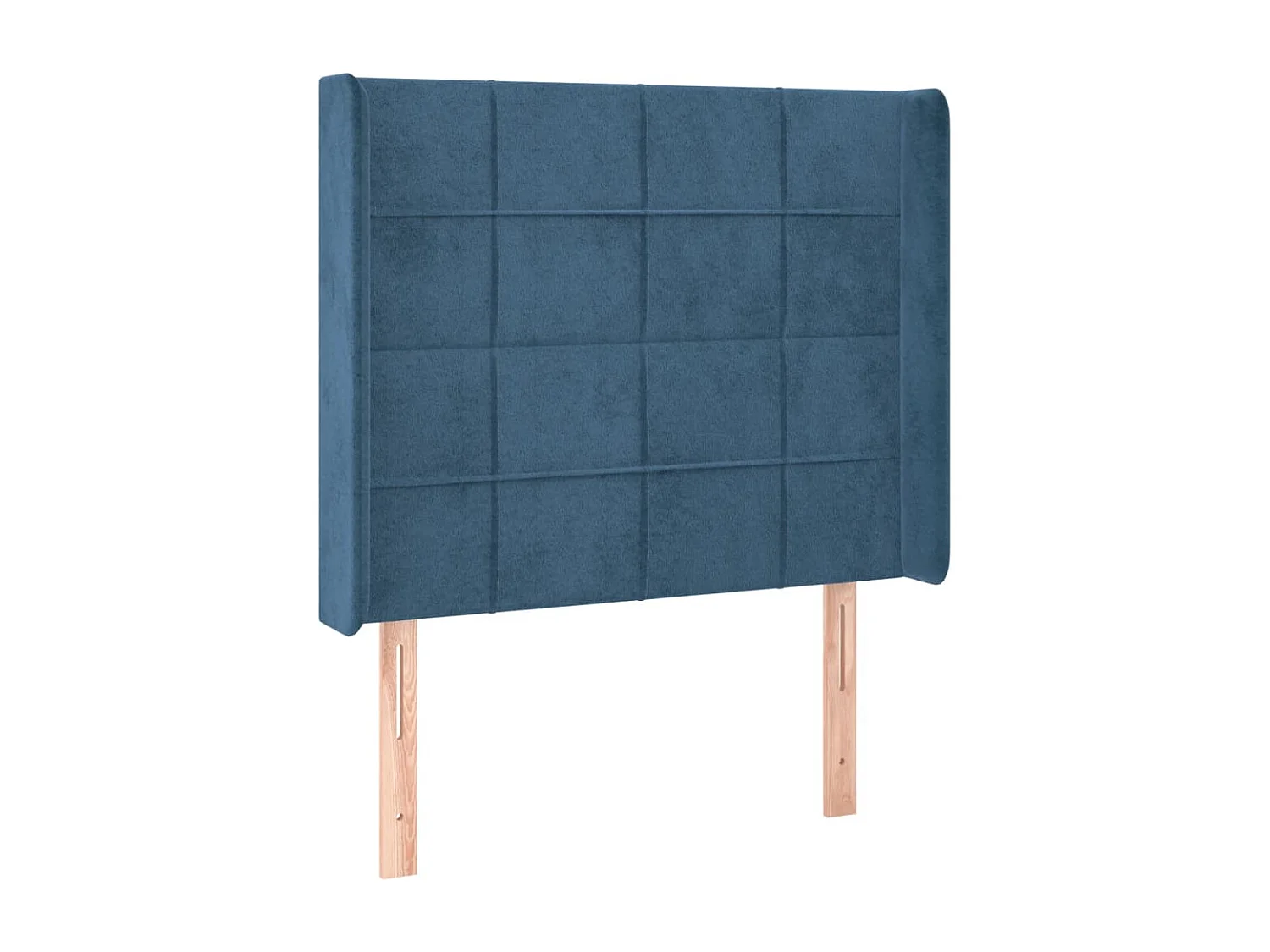 Cabecero | Cabezal de Cama | Mueble cabecero con orejas de terciopelo azul oscuro 83x16x118/128 cm