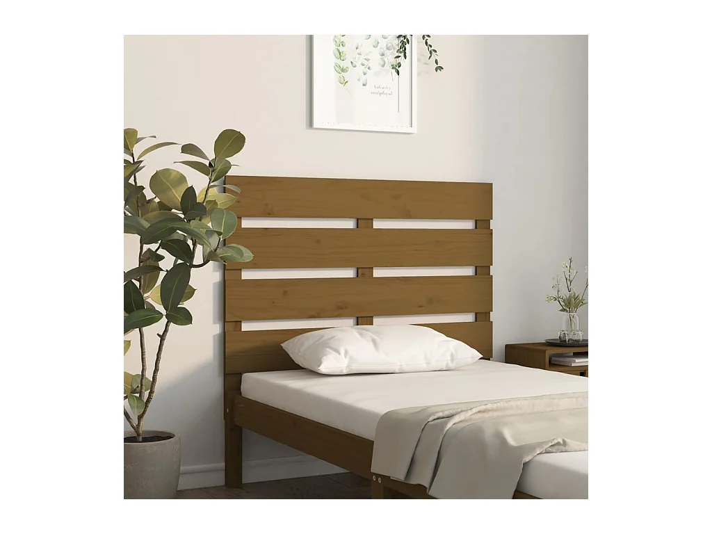 Mueble cabecero | Cabecero | Cabezal de cama madera maciza de pino marrón miel 100x3x80 cm