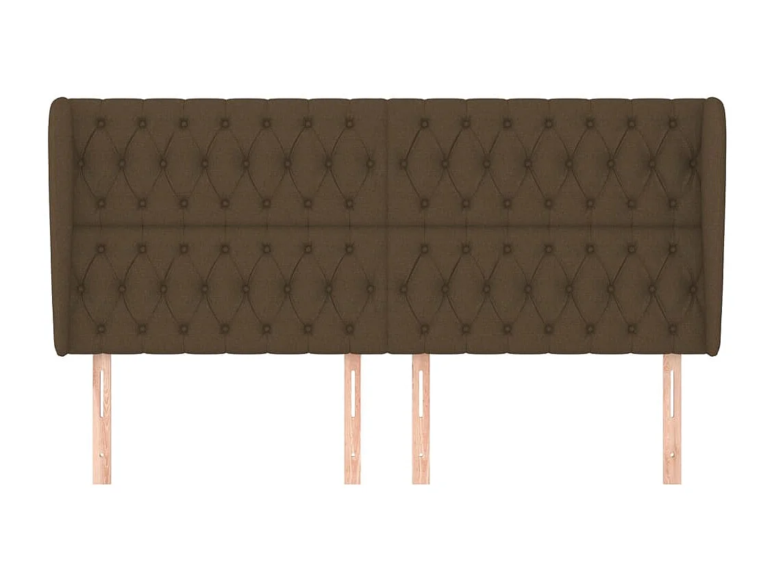 Tête de Lit | Panneau de tête pour lit Moderne avec oreilles Marron foncé 183x23x118/128 cm Tissu