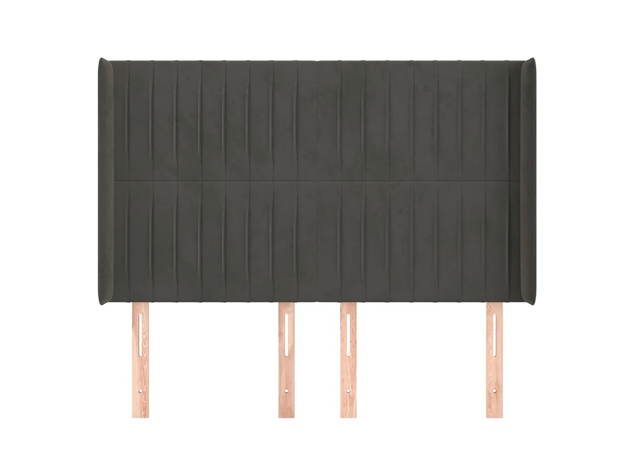 Cabecero | Cabezal de Cama | Mueble cabecero con orejas de terciopelo gris oscuro 147x16x118/128 cm