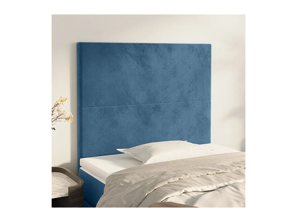 Têtes de lit | Panneaux de tête pour lit Moderne 2 pcs Bleu foncé 90x5x78/88 cm Velours