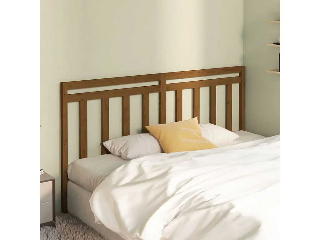 Tête de Lit | Panneau de tête pour lit Moderne Marron miel 206x4x100 cm Bois massif de pin