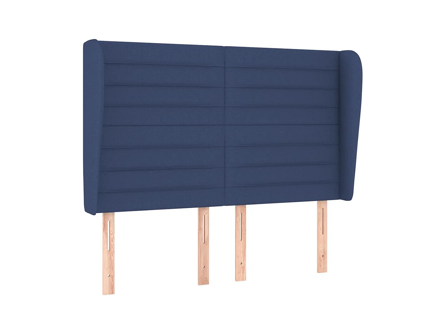 Cabecero | Cabezal de Cama | Mueble cabecero con orejas de tela azul 147x23x118/128 cm