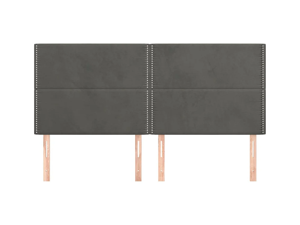 Cabeceros | Cabezal de cama | Mueble de cabecero 4 unidades de terciopelo gris oscuro 90x5x78/88 cm