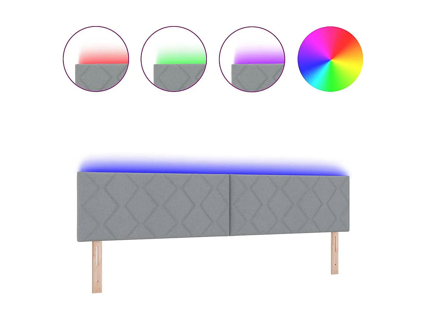 Tête de Lit | Panneau de tête pour lit Moderne avec des lumières à LED Gris clair 200 cm tissu