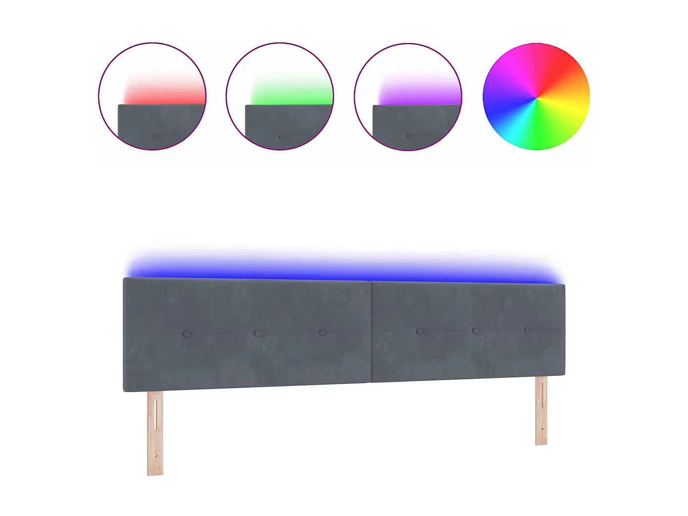 Tête de Lit | Panneau de tête pour lit Moderne avec des lumières à LED Gris 100 cm Velours