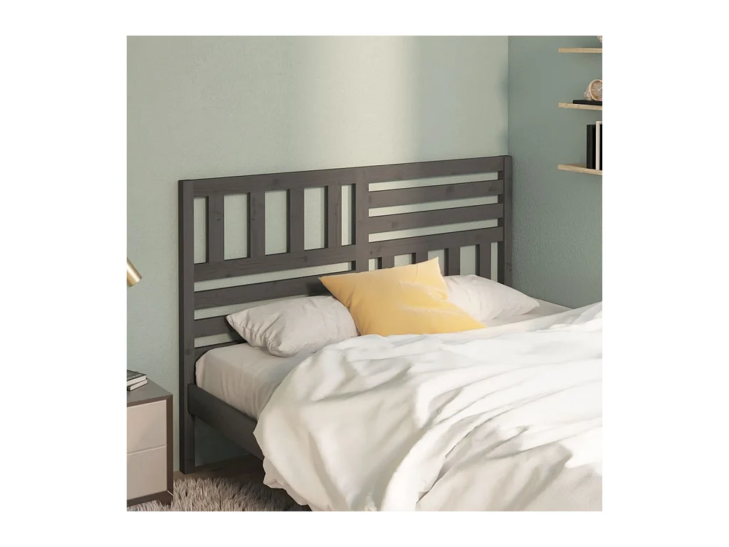 Cabecero de Cama | Cabezal de cama | Mueble de cabecero madera maciza de pino gris 156x4x100 cm