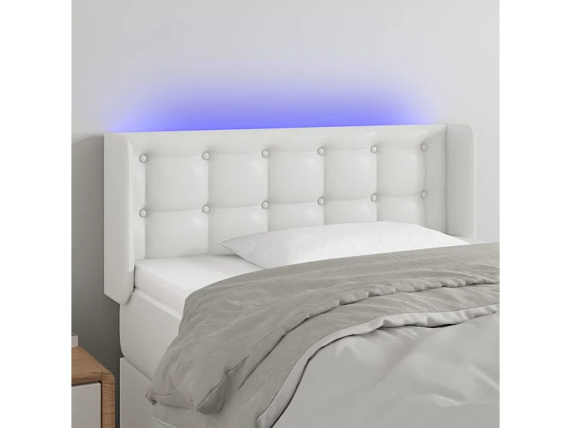 Tête de Lit | Panneau de tête pour lit Moderne à LED Blanc 103x16x78/88 cm Similicuir