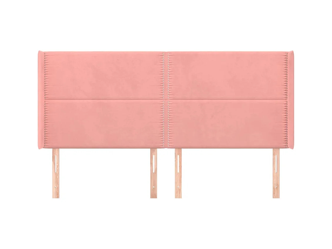 Tête de Lit | Panneau de tête pour lit Moderne avec oreilles Rose 163x16x118/128 cm Velours