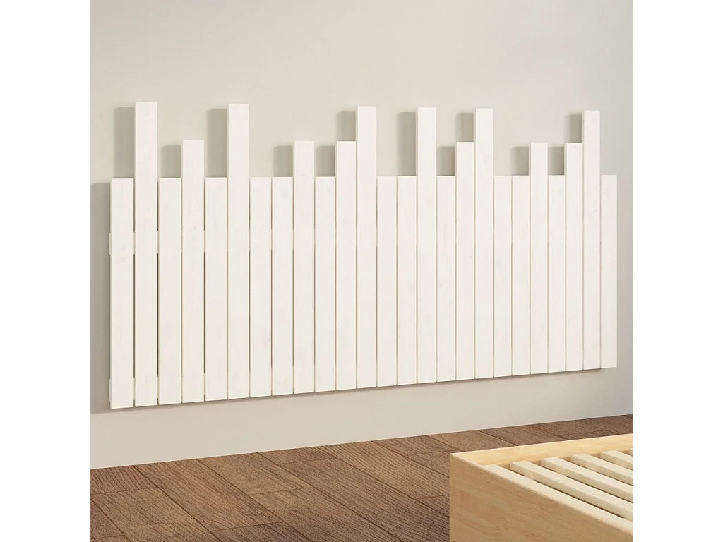 Tête de lit murale | Panneau de tête pour lit Moderne  Blanc 159,5x3x80 cm Bois massif de pin