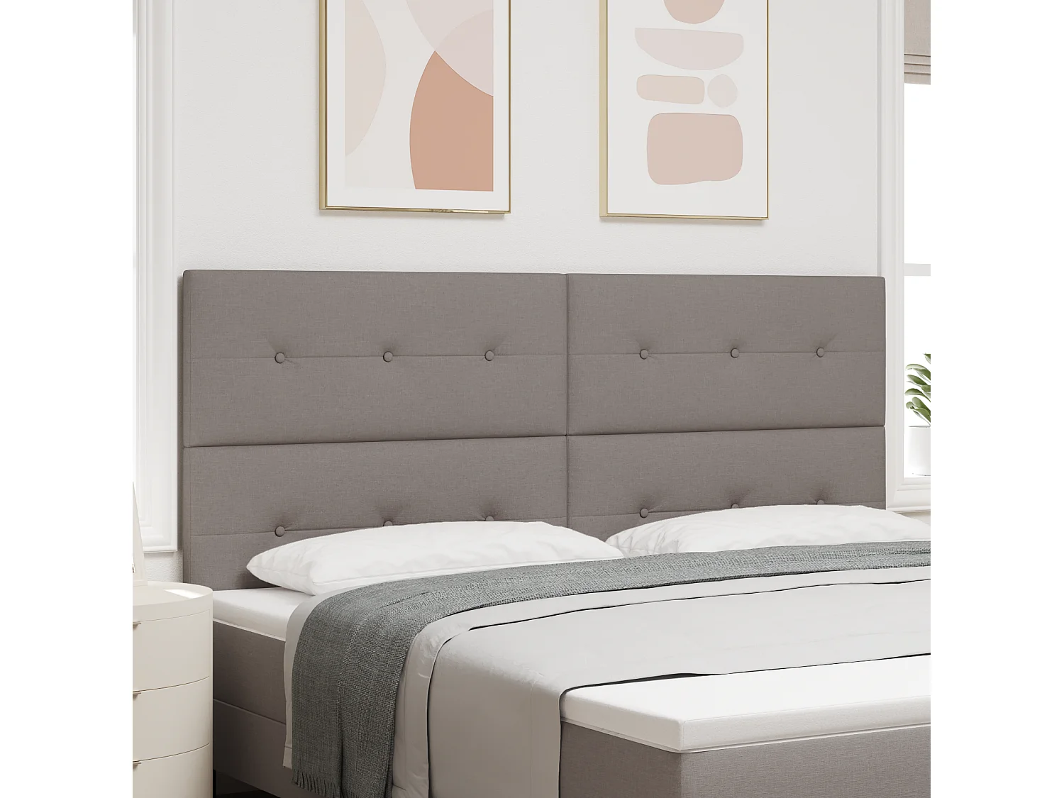 Cabecero | Cabezal de Cama | Mueble cabecero con cabecera Manual Taupé 200 cm tela