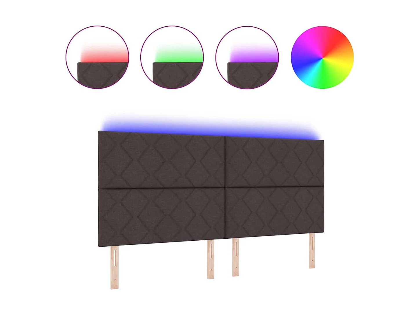 Tête de Lit | Panneau de tête pour lit Moderne avec des lumières à LED Gris clair 200 cm tissu