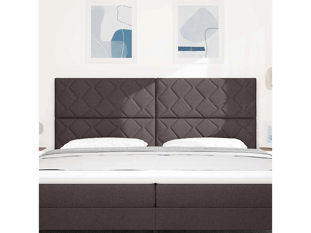 Tête de Lit | Panneau de tête pour lit Moderne avec des lumières à LED Gris clair 200 cm tissu