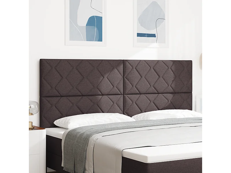 Tête de Lit | Panneau de tête pour lit Moderne avec des lumières à LED Gris clair 200 cm tissu