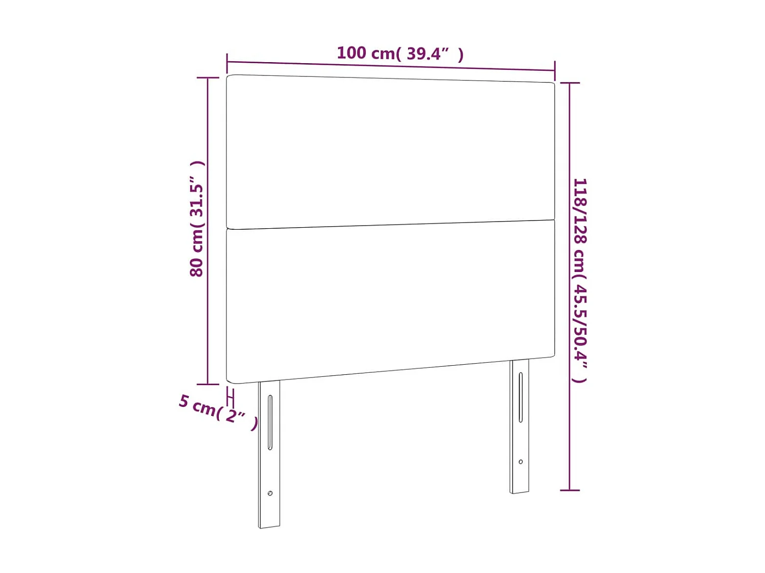 Hoofdbord | Hoofdeinde LED 100x5x118/128 cm fluweel roze
