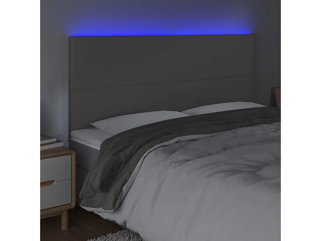 Hoofdbord | Hoofdeinde LED 180x5x118/128 cm kunstleer grijs