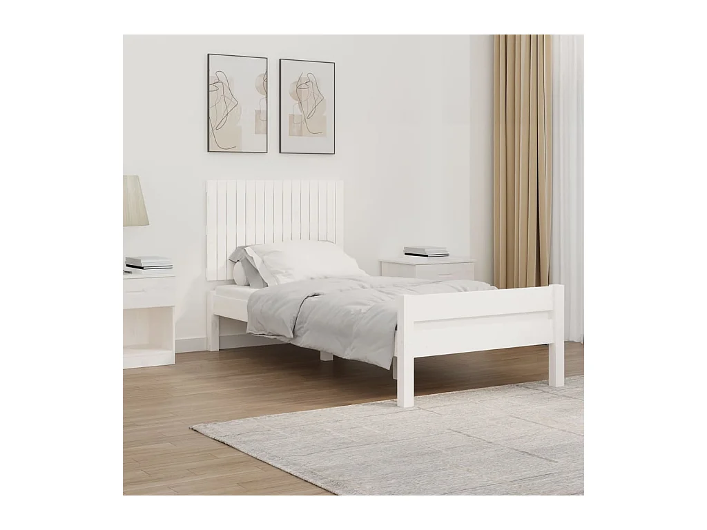 Cabecero de Cama | Cabezal de cama | Mueble de cabecero pared madera maciza pino blanco 95,5x3x60 cm