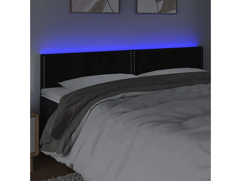 Hoofdbord | Hoofdeinde LED 160x5x78/88 cm fluweel zwart