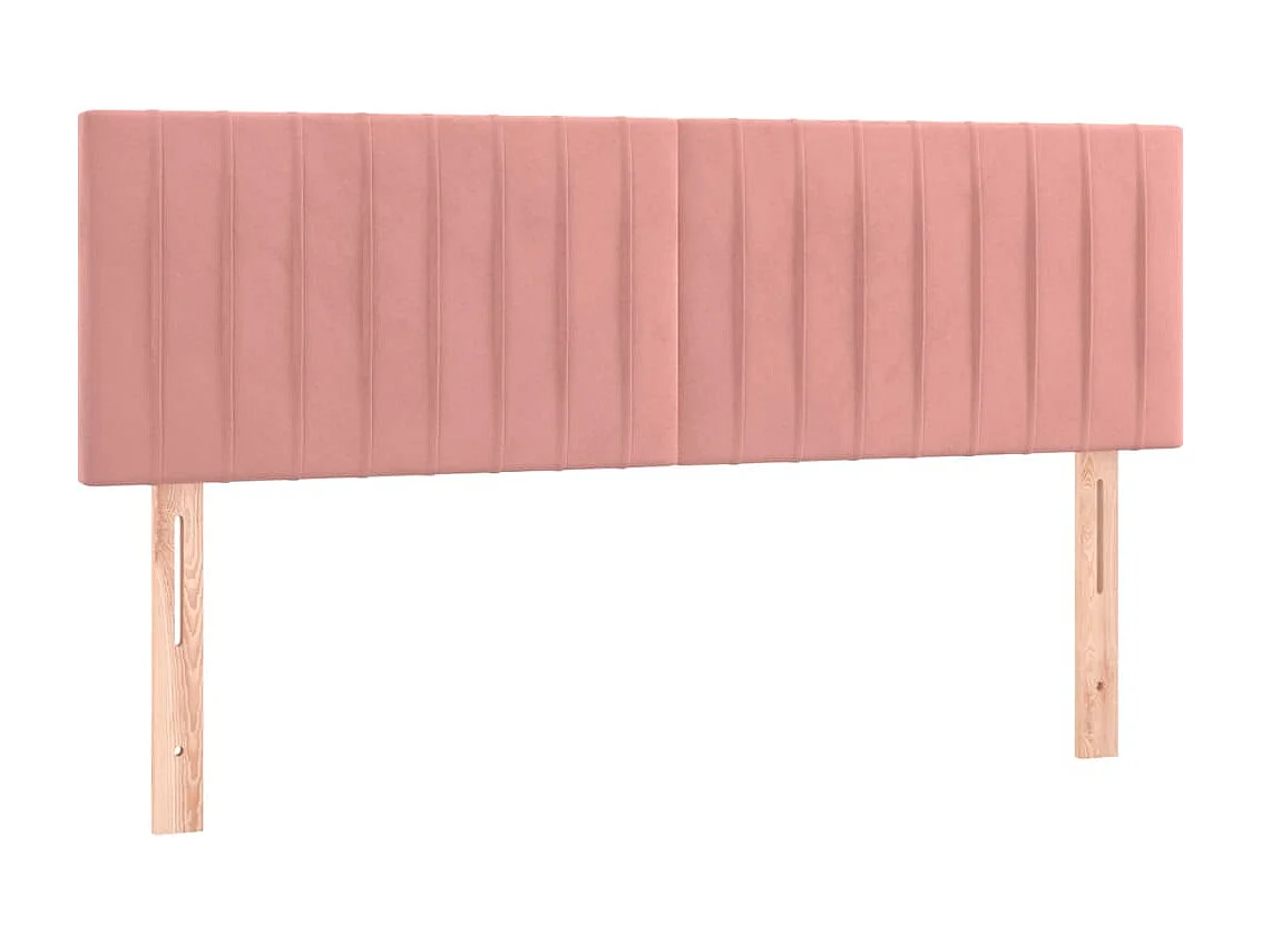 Cabecero | Cabezal de Cama | Mueble cabecero con LED de terciopelo rosa 144x5x78/88 cm