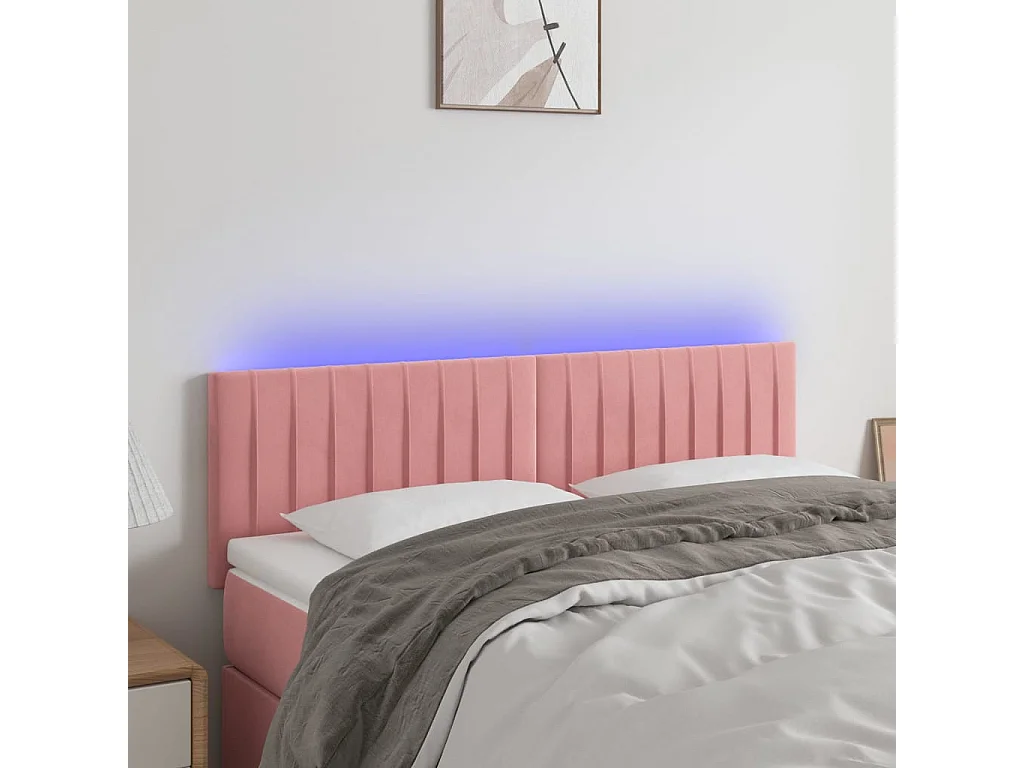 Hoofdbord | Hoofdeinde LED 144x5x78/88 cm fluweel roze