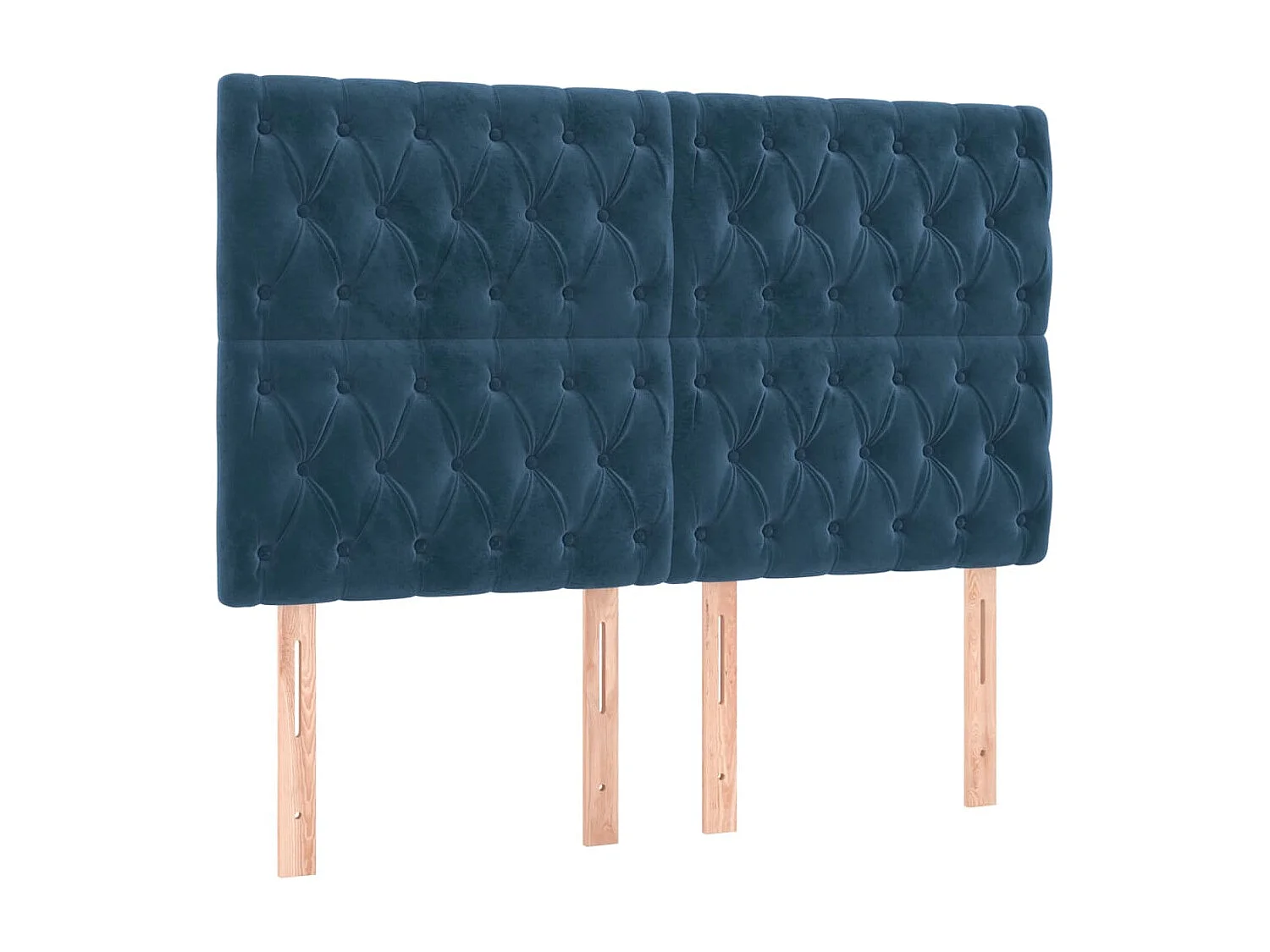 Tête de Lit | Panneau de tête pour lit Moderne à LED Bleu foncé 160x7x118/128 cm Velours