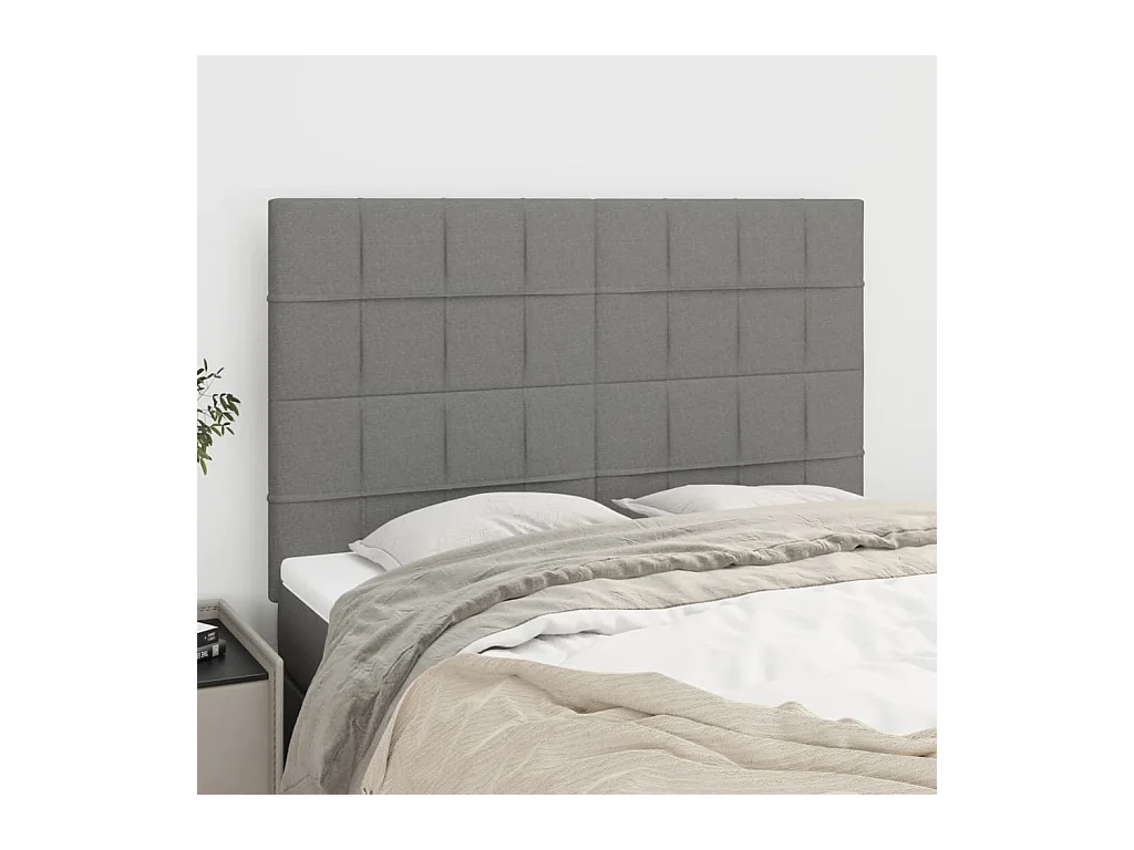 Cabeceros | Cabezal de cama | Mueble de cabecero 4 unidades tela gris oscuro 72x5x78/88 cm