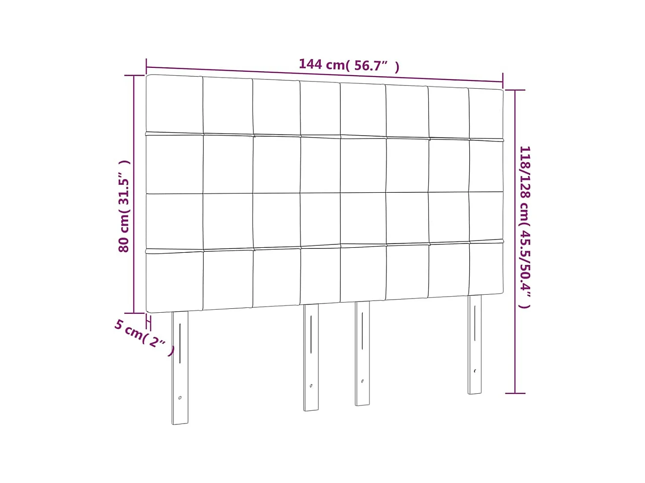 Cabeceros | Cabezal de cama | Mueble de cabecero 4 unidades tela gris oscuro 72x5x78/88 cm