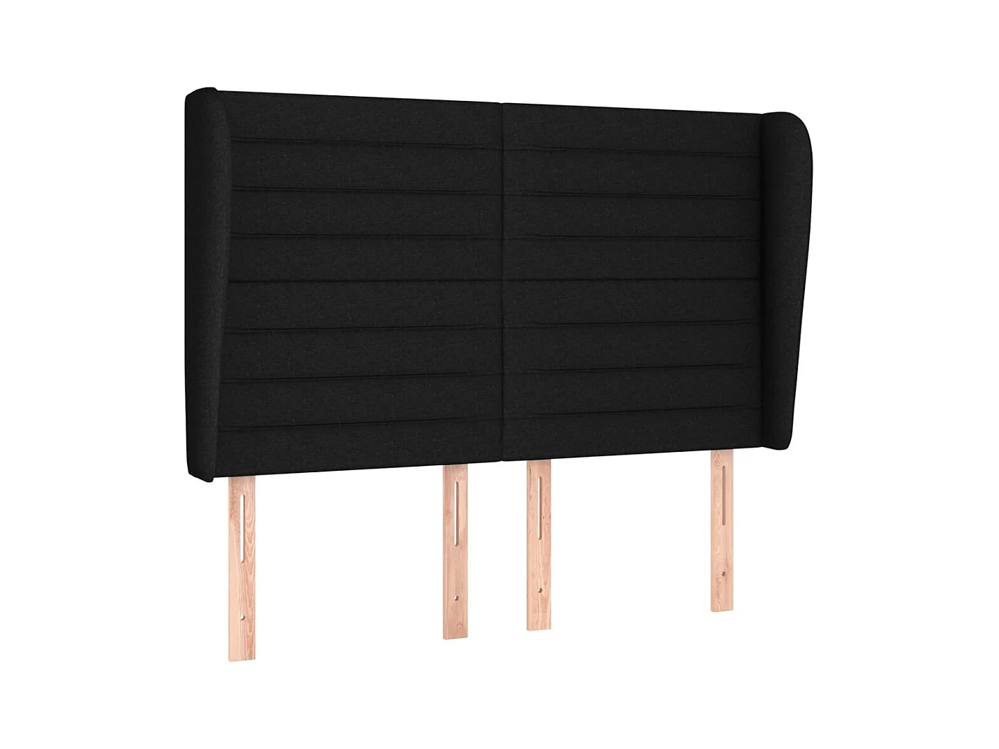 Cabecero | Cabezal de Cama | Mueble cabecero con orejas de tela negro 147x23x118/128 cm