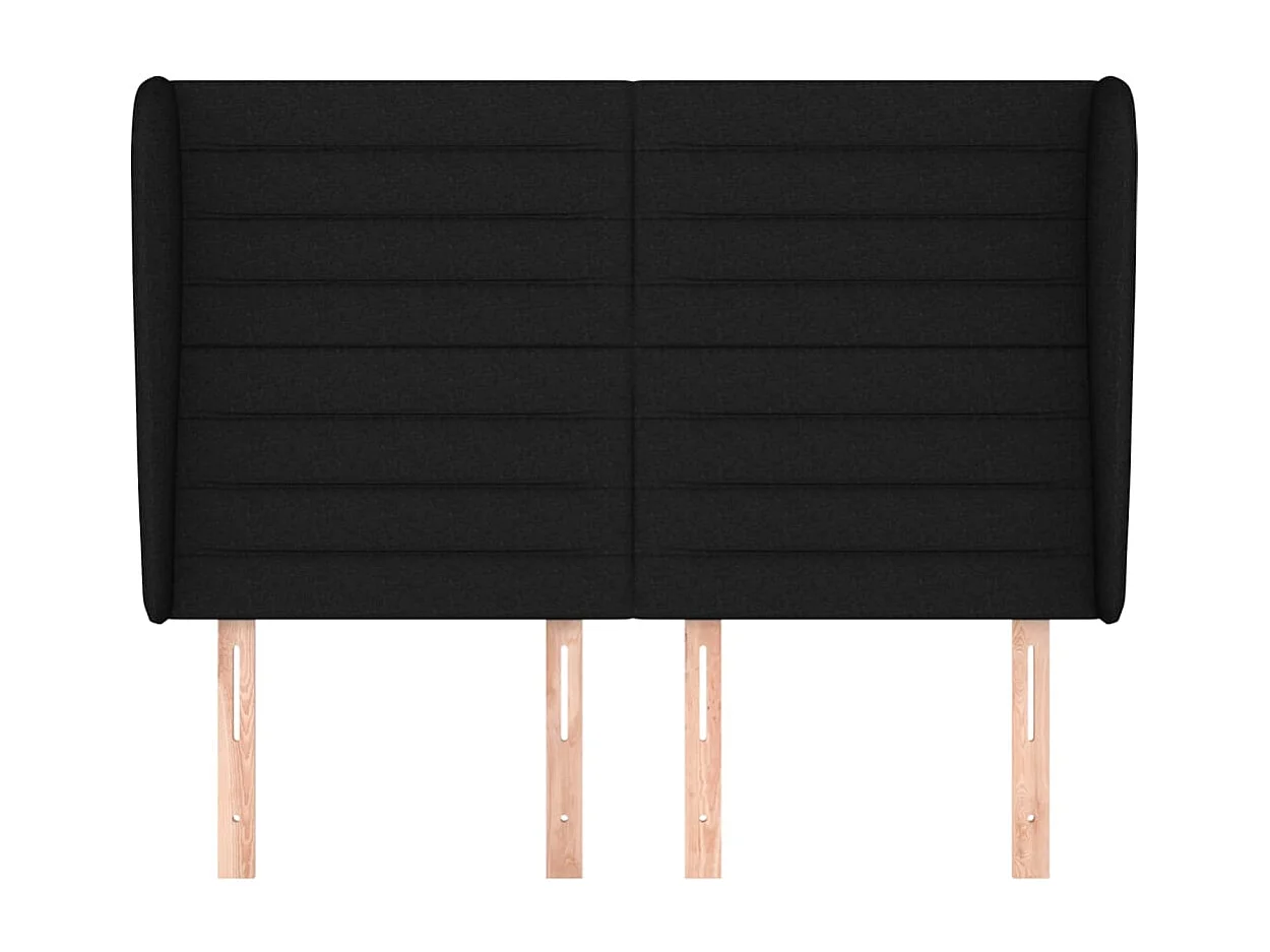 Tête de Lit | Panneau de tête pour lit Moderne avec oreilles Noir 147x23x118/128 cm Tissu
