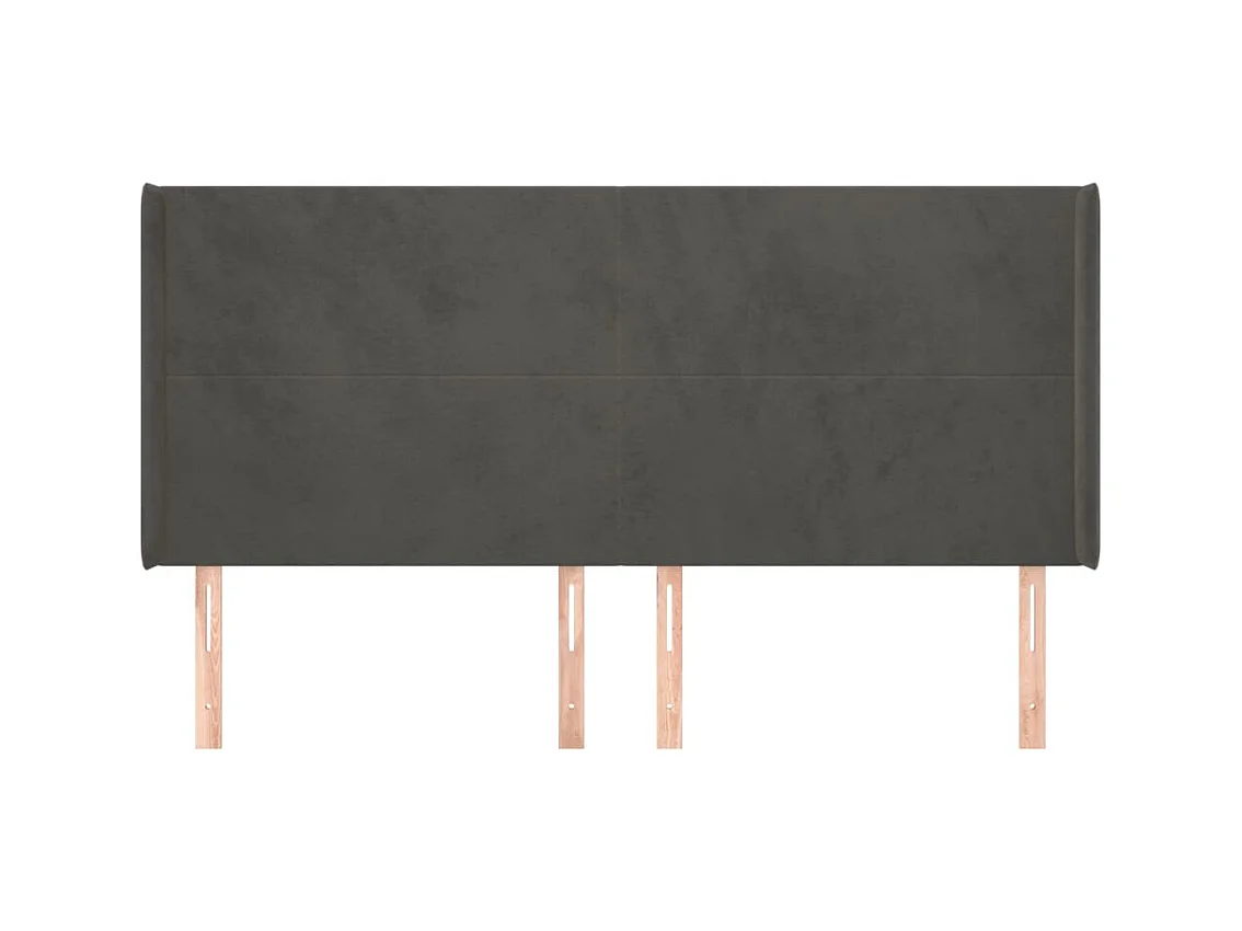 Cabecero | Cabezal de Cama | Mueble cabecero con orejas de terciopelo gris oscuro 163x16x118/128 cm