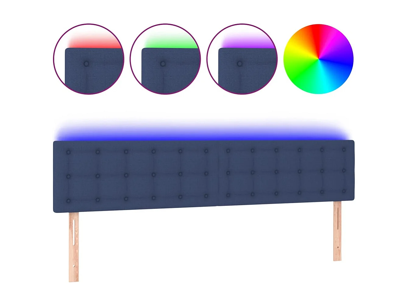 Hoofdbord | Hoofdeinde LED 160x5x78/88 cm stof blauw