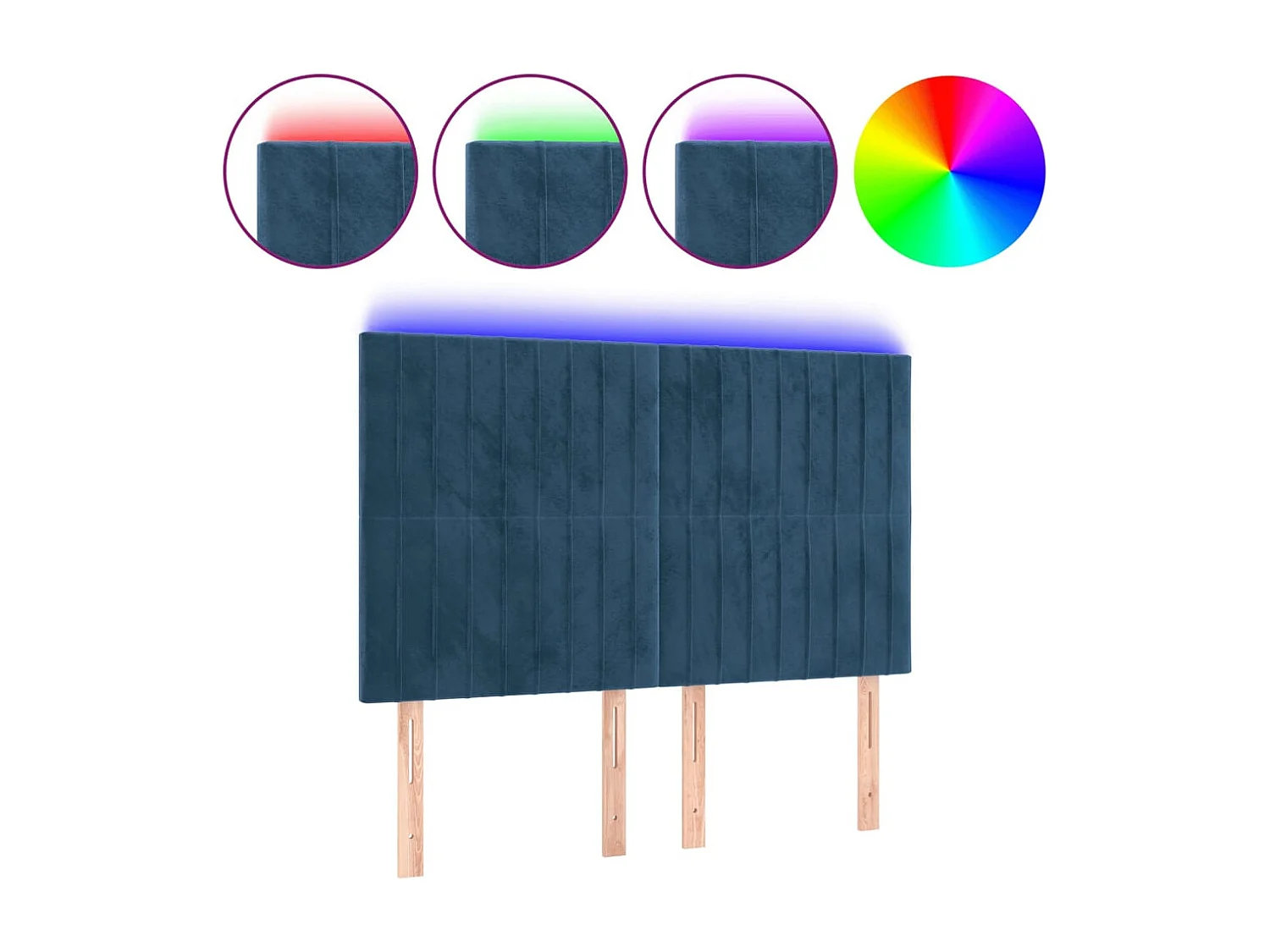 Hoofdbord | Hoofdeinde LED 144x5x118/128 cm fluweel donkerblauw