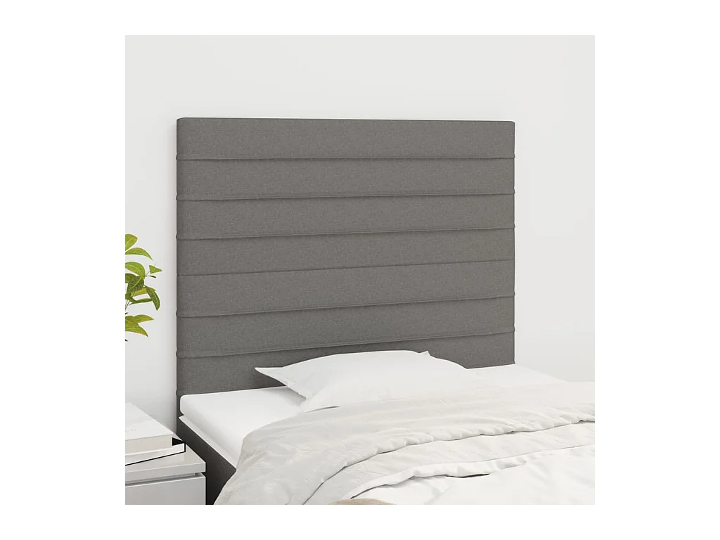 Cabeceros | Cabezal de cama | Mueble de cabecero 2 unidades de tela gris oscuro 90x5x78/88 cm