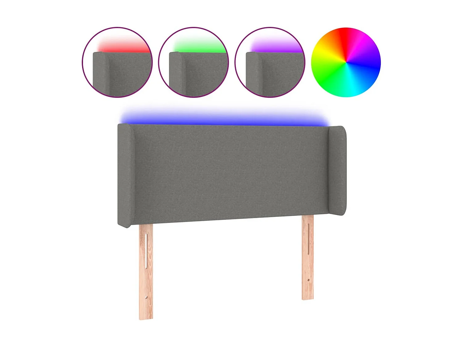Hoofdbord | Hoofdeinde LED 83x16x78/88 cm stof donkergrijs