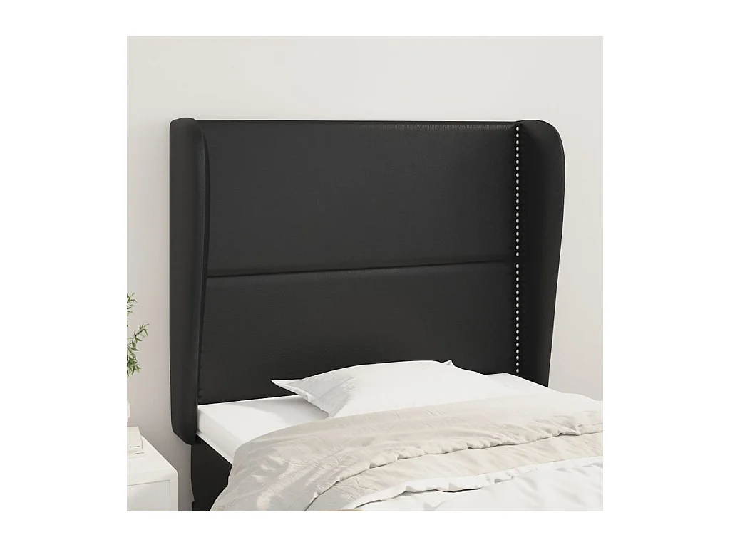 Tête de Lit | Panneau de tête pour lit Moderne avec oreilles Noir 103x23x118/128 cm Similicuir