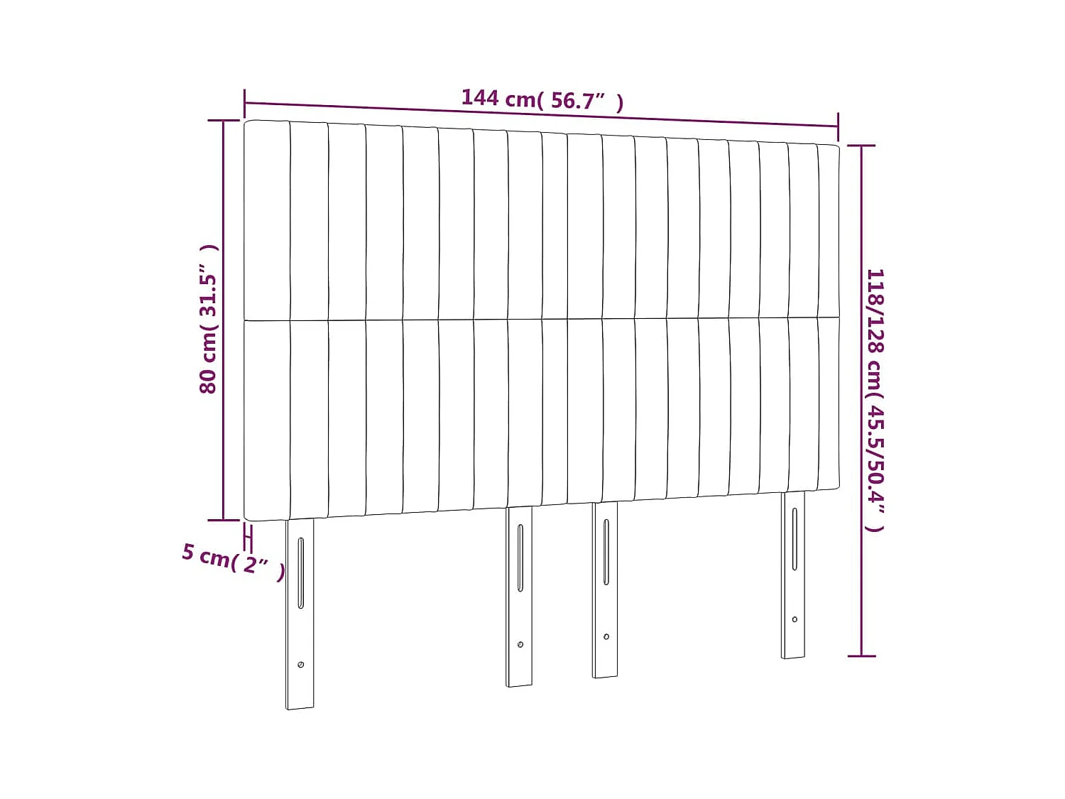 Tête de Lit | Panneau de tête pour lit Moderne à LED Gris clair 144x5x118/128 cm Tissu